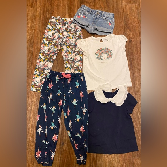 Girls Clothing Lot Of 5 Size 4 4T Pants Shorts Shirts Ballerina floral - Picture 1 of 6